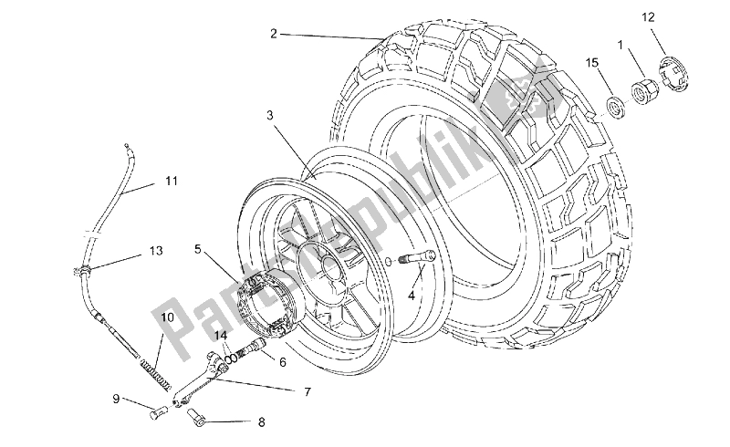 All parts for the Rear Wheel - Drum Brake of the Aprilia Rally 50 H2O 1996