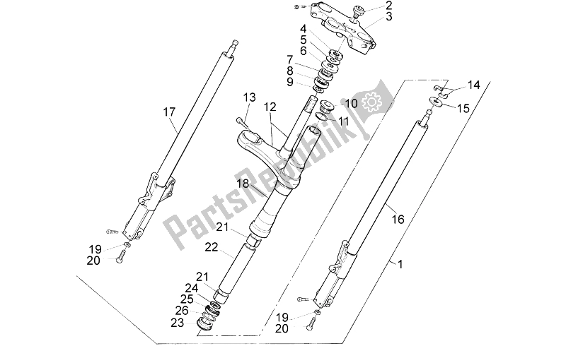 Alle Teile für das Vordergabel des Aprilia RS 125 ENG 123 CC 1996