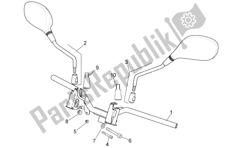 All parts for the Handlebar of the Aprilia Sport City Cube 250 300 IE E3 2008