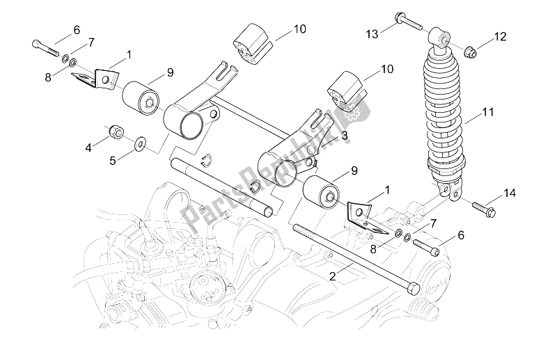 Todas as partes de R. Absorvedor De Choque - Conectar. Cajado do Aprilia Sonic 50 AIR 1998