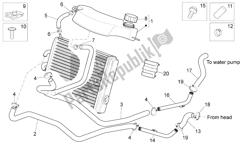 Todas las partes para Sistema De Refrigeración de Aprilia Sport City Street 300 4T 4V E3 2012