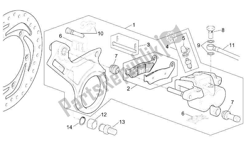 All parts for the Rear Brake Caliper of the Aprilia RST 1000 Futura 2001