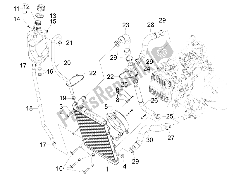 Alle onderdelen voor de Koelsysteem van de Aprilia SRV 850 4T 8V E3 2012