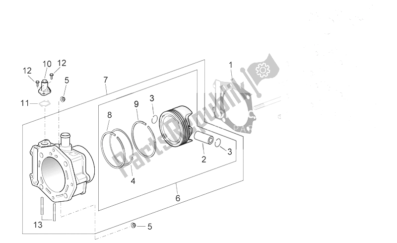 All parts for the Cylinder of the Aprilia Scarabeo 400 492 500 Light 2006
