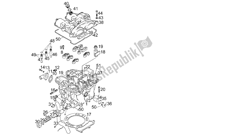 All parts for the Cylinder Head of the Aprilia Moto 6 5 650 1995