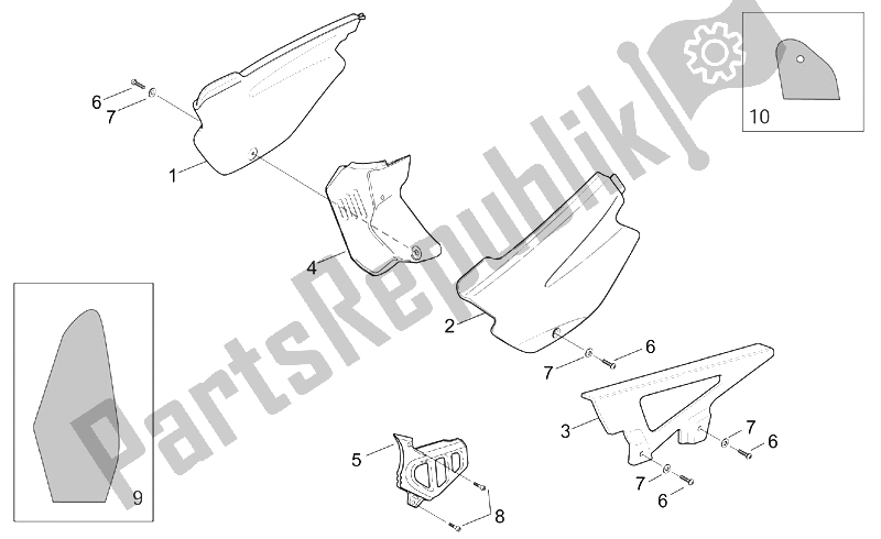 All parts for the Central Body of the Aprilia RX 50 2003