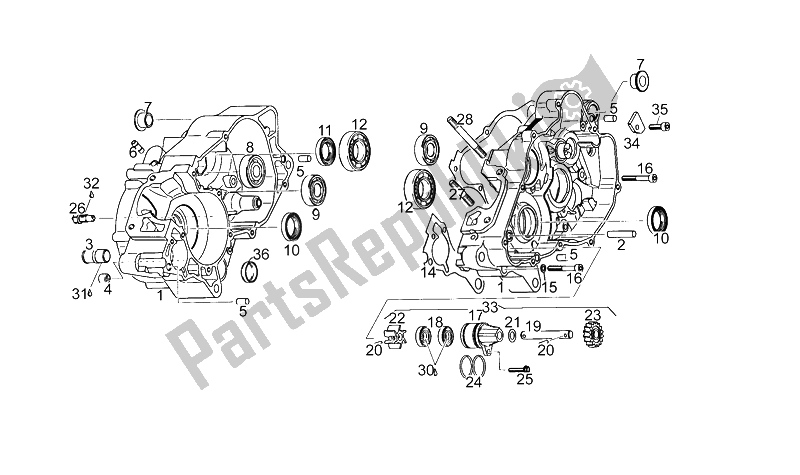 Todas as partes de Bloco Do Motor do Aprilia RS 125 1995