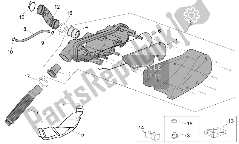 Todas as partes de Caixa De Ar do Aprilia Scarabeo 50 4T 2V E2 2006