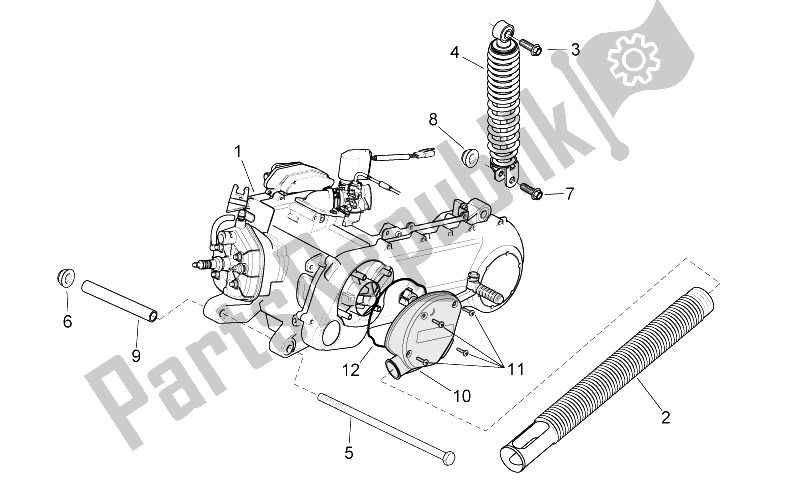 Todas as partes de Motor Ii do Aprilia SR 50 H2O NEW IE Carb 2004