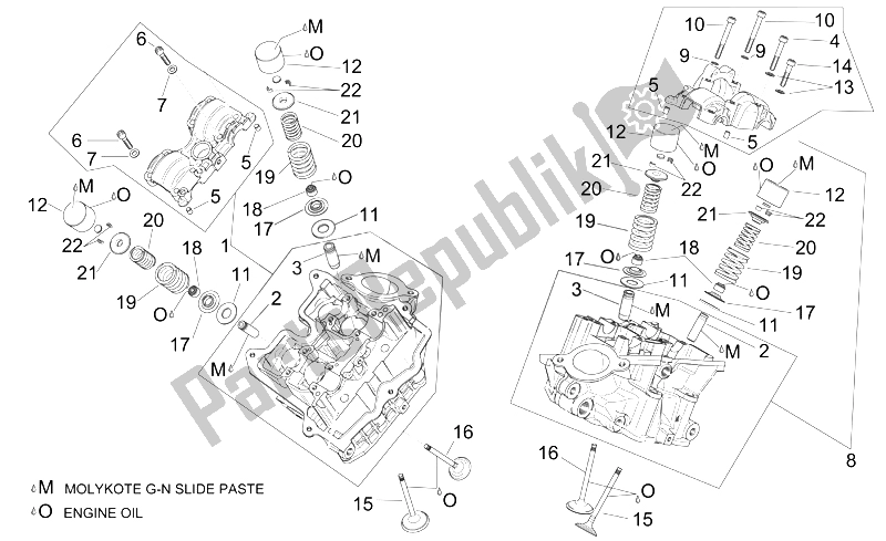 All parts for the Cylinder Head And Valves of the Aprilia ETV 1000 Capo Nord 2004