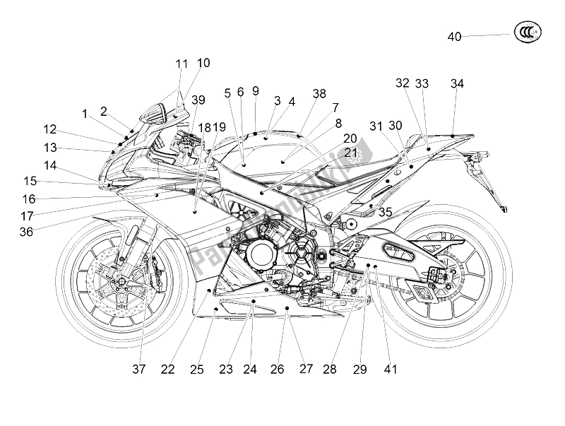 Tutte le parti per il Decalcomania del Aprilia RSV4 Racing Factory L E Europe 1000 2016