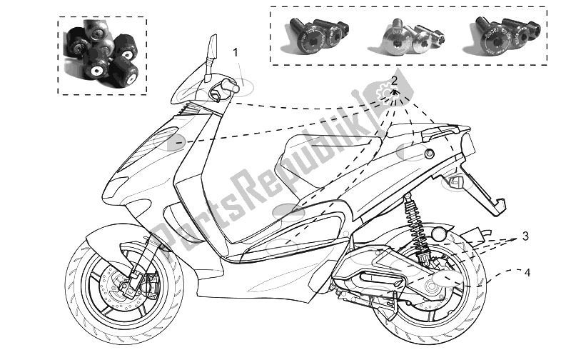 Toutes les pièces pour le Acc. - Composants Cycliques du Aprilia SR 50 AIR WWW 1997