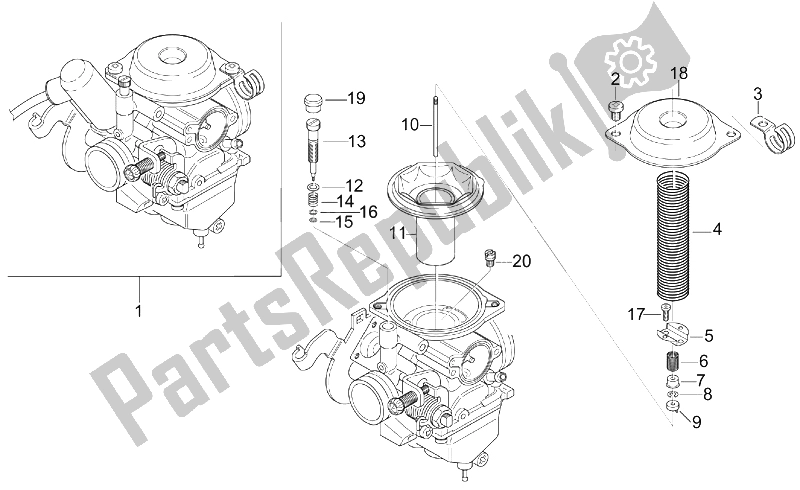 Alle onderdelen voor de Carburateur I van de Aprilia Leonardo 125 150 ST 2001
