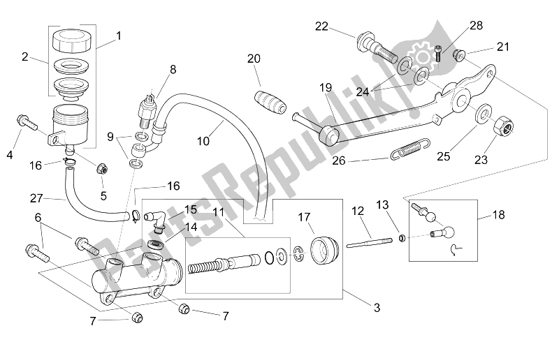 Toutes les pièces pour le Maître-cylindre Arrière du Aprilia RS 50 1999