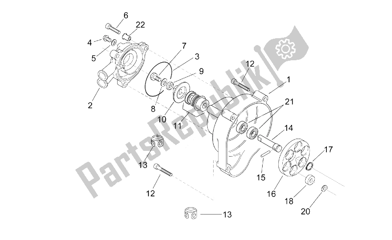 Alle Teile für das Wasserpumpe des Aprilia SR 50 H2O NEW DI Tech 2004