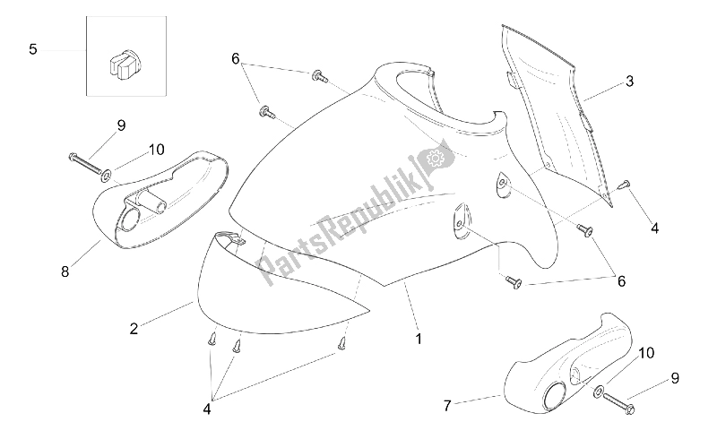 All parts for the Front Body - Front Mudguard of the Aprilia Mojito 125 1999