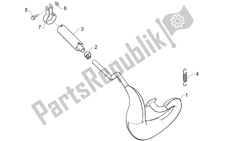 All parts for the Exhaust Unit of the Aprilia Mini RX Challenge 50 2003