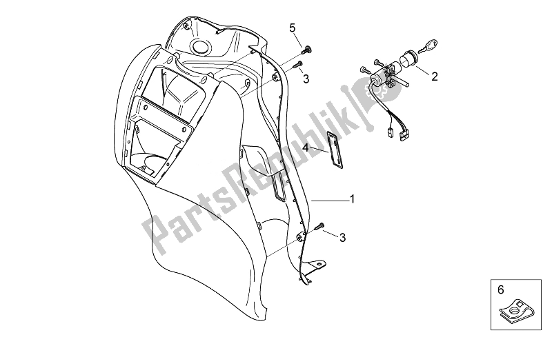 Alle onderdelen voor de Front Body V - Interne Afscherming van de Aprilia Scarabeo 50 2T 2014