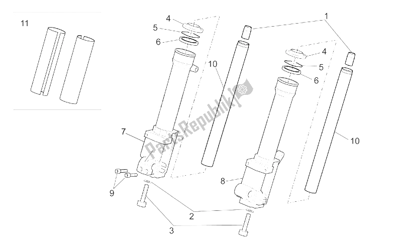 Tutte le parti per il Forcella Anteriore Iii del Aprilia SR 50 H2O NEW DI Tech 2004