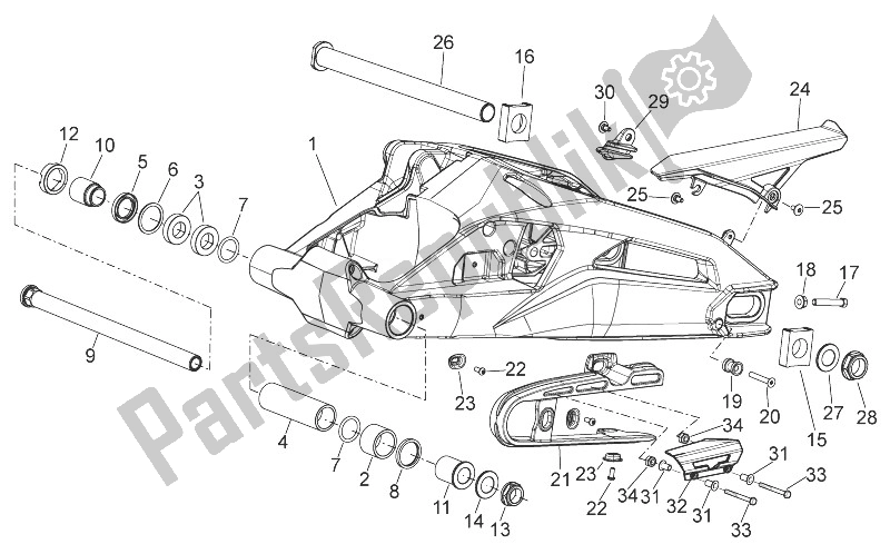 Alle onderdelen voor de Zwenkarm van de Aprilia Shiver 750 USA 2011
