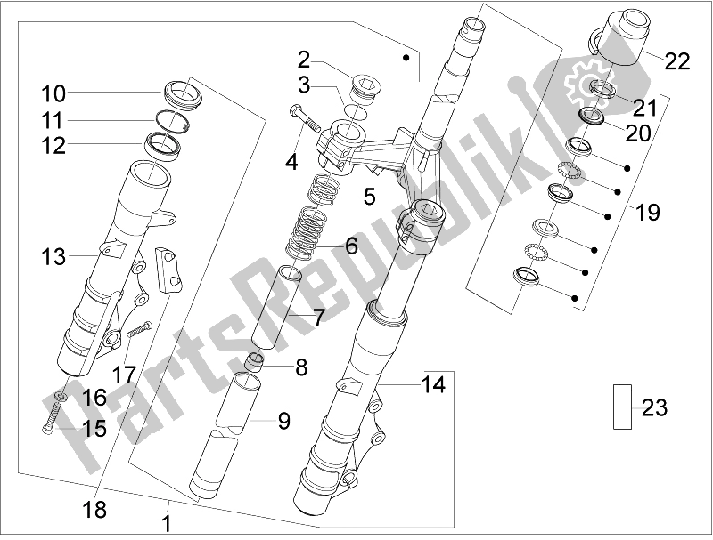 All parts for the Fork/steering Tube - Steering Bearing Unit of the Aprilia SR 300 MAX 2011