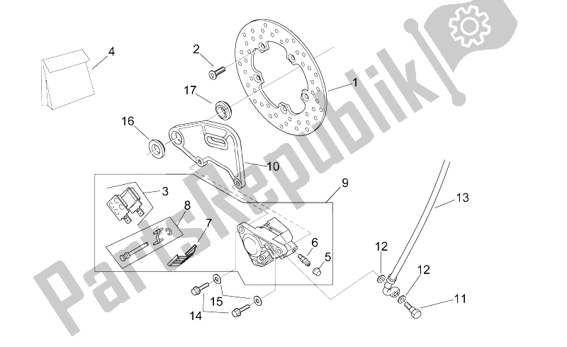 Tutte le parti per il Pinza Freno Posteriore del Aprilia RS 50 1999