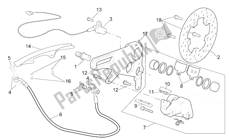 All parts for the Rear Brake Caliper of the Aprilia RSV Mille 1000 2000