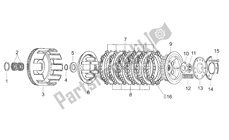 Tutte le parti per il Frizione del Aprilia RS 125 ENG 123 CC 1996