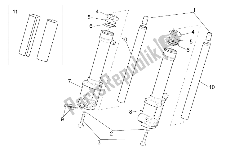 Toutes les pièces pour le Fourche Avant Iii du Aprilia SR 50 IE Carb MY 2010