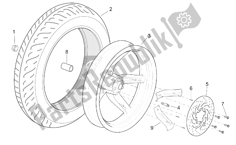 Toutes les pièces pour le Roue Arrière du Aprilia Scarabeo 125 150 200 ENG Rotax 1999