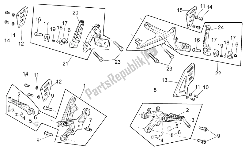 All parts for the Foot Rests of the Aprilia RSV4 Aprc Factory ABS 1000 2013