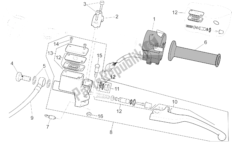 Toutes les pièces pour le Commandes Lh du Aprilia Sport City 125 200 E2 2004