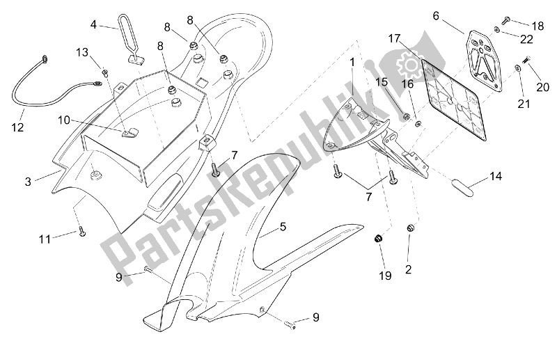 All parts for the Rear Body Ii of the Aprilia RS 50 Tuono 2003