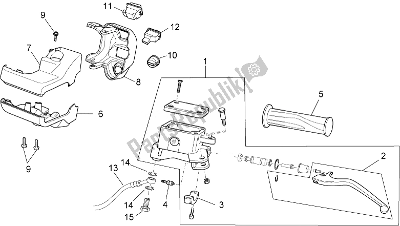 All parts for the Lh Controls of the Aprilia Sport City Cube 250 300 IE E3 2008