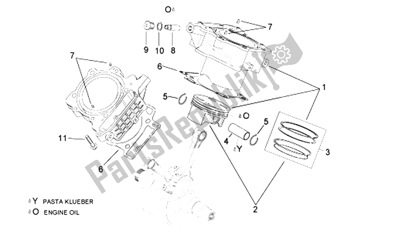 Toutes les pièces pour le Cylindre Avec Piston du Aprilia RSV Tuono 1000 2006