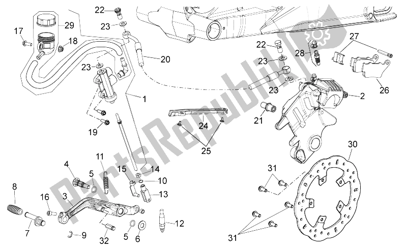 Todas as partes de Sistema De Freio Traseiro do Aprilia Shiver 750 PA 2015