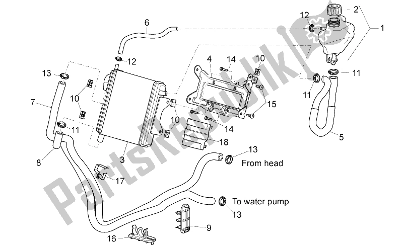 Alle onderdelen voor de Koelsysteem van de Aprilia SR 50 IE Carb MY 2010