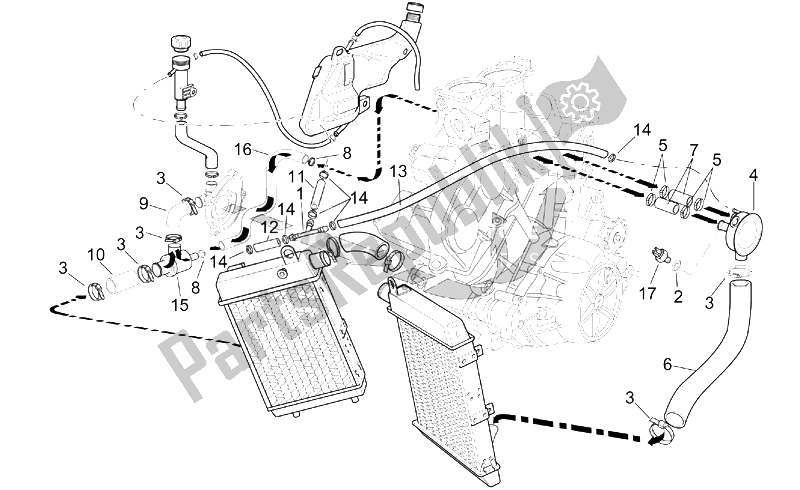 All parts for the Cooling System of the Aprilia RSV Tuono 1000 2002