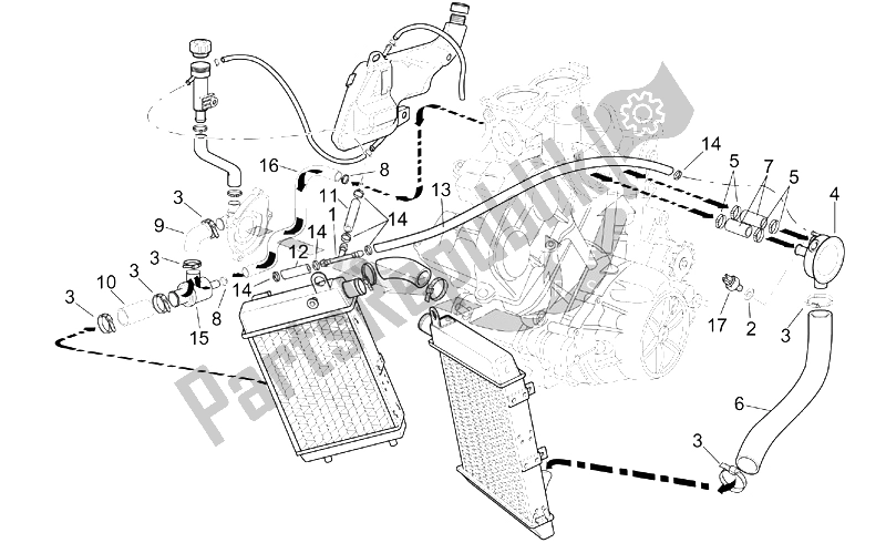 Alle Teile für das Kühlsystem des Aprilia RSV Tuono 1000 2002