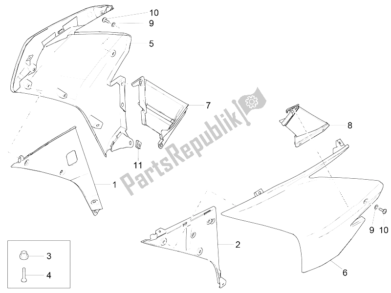 All parts for the Side Fairing of the Aprilia RSV4 Racing Factory L E 1000 2015