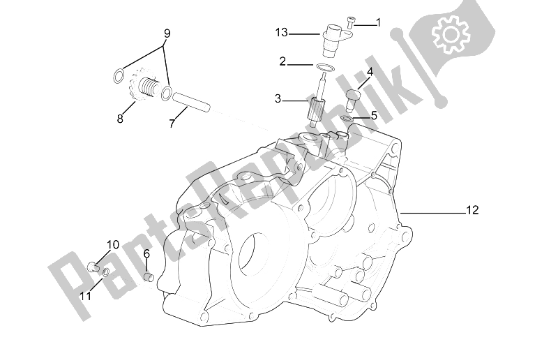 All parts for the Left Crankcase of the Aprilia Classic 50 1992