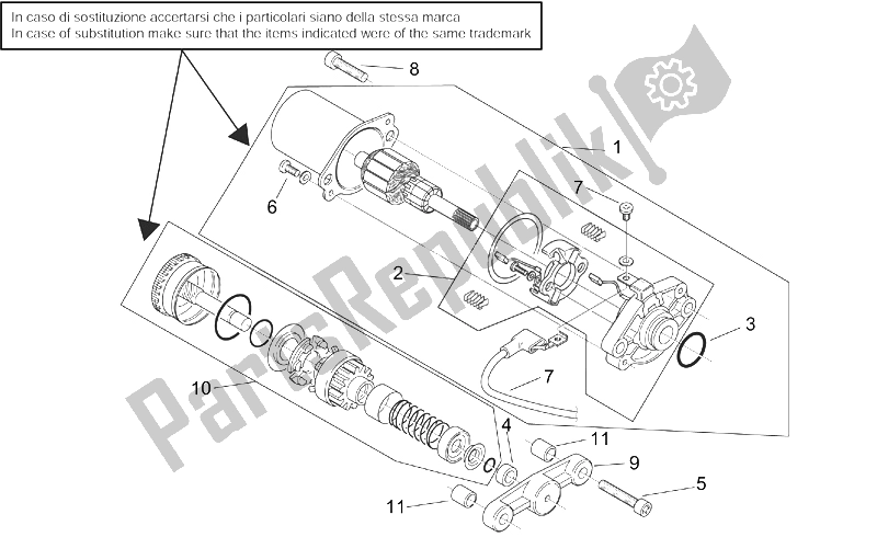Alle onderdelen voor de Startmotor van de Aprilia SR 50 H2O Ditech Carb 2000