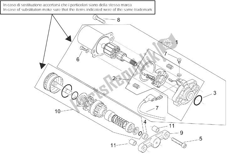 Alle onderdelen voor de Startmotor van de Aprilia SR 50 H2O Ditech Carb 2000