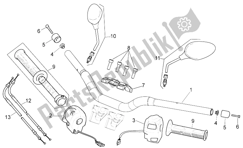 Alle onderdelen voor de Stuur - Controles van de Aprilia Shiver 750 GT 2009
