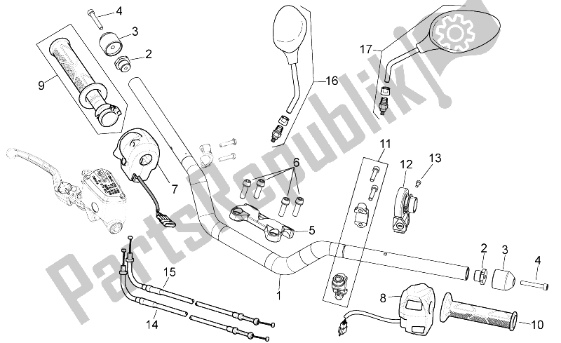 All parts for the Handlebar - Controls of the Aprilia NA 850 Mana GT 2009