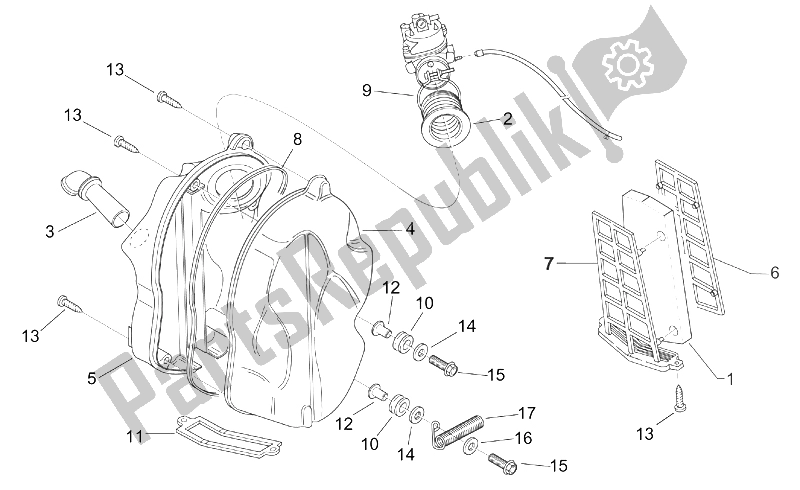 Todas las partes para Caja De Aire de Aprilia Scarabeo 50 2T ENG Minarelli 1999