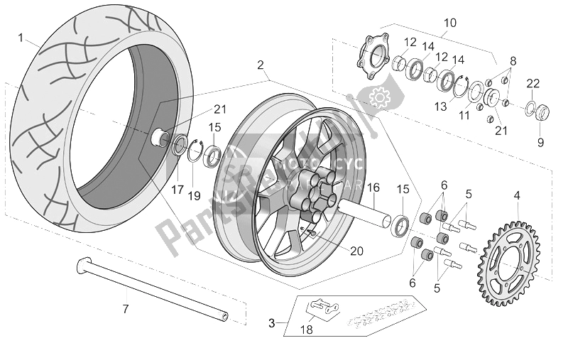All parts for the Rear Wheel Factory - Dream I of the Aprilia RSV Mille Factory 1000 2004 - 2008