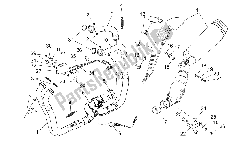 Todas as partes de Tubo De Escape I do Aprilia RSV4 Aprc Factory ABS 1000 2013