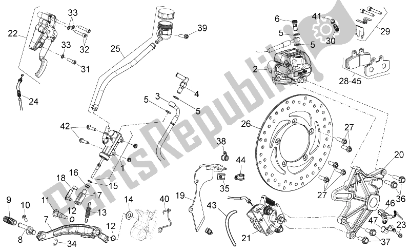 All parts for the Rear Brake System of the Aprilia NA 850 Mana 2007