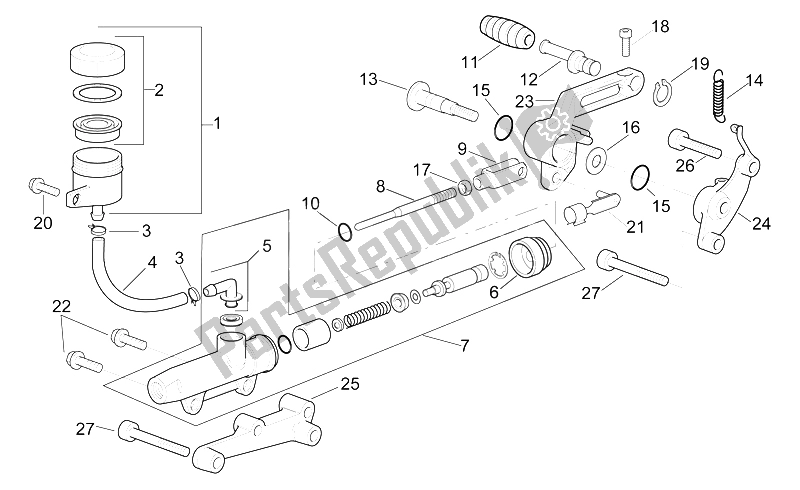 Toutes les pièces pour le Maître-cylindre Arrière du Aprilia RSV Mille SP 1000 1999